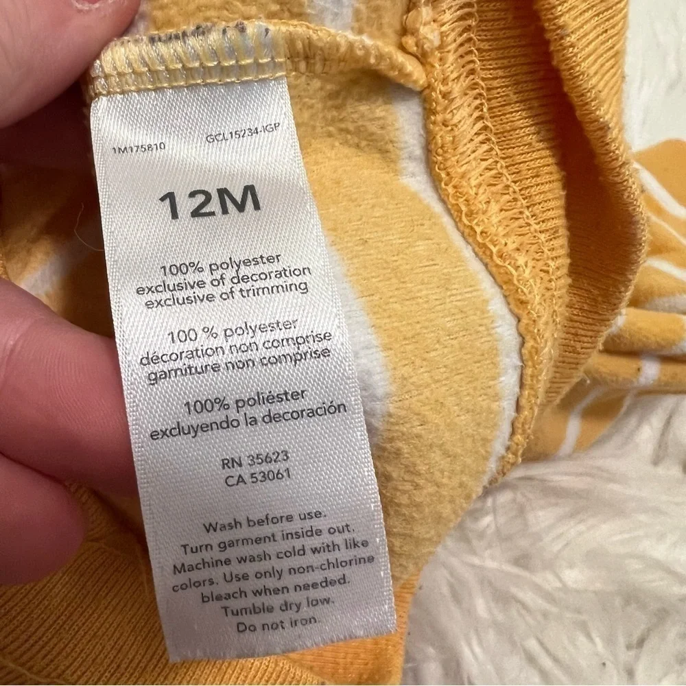 Child of Mine by Carter's Baby Sz 12 Months Fleece Hoodie Yellow Stripe Tractor